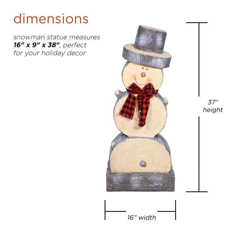 The Holiday Aisle® Wooden Snowman Statue & Reviews Wayfair